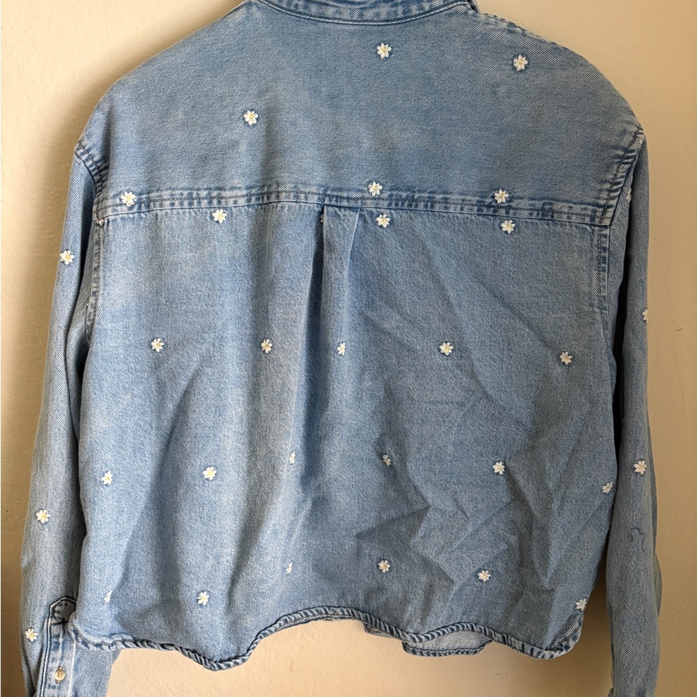 Denim Blue Floral Women's Top - Picture 5 of 6